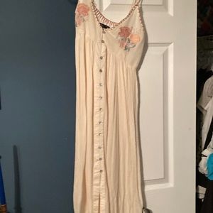 Trafaluc baby pink summer linen dress